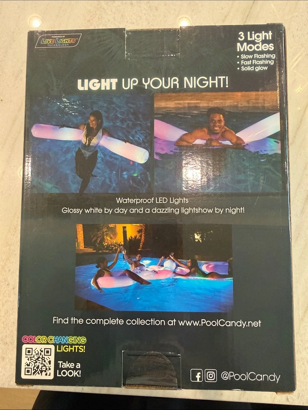 NWT - Illuminated LED Super Noodle - Purple/Blue Color-Changing Pool Float